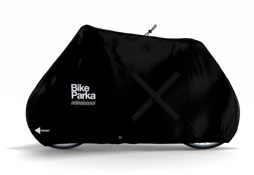 BikeParka Urban bike cover protecting commuter bike from rain and dirt