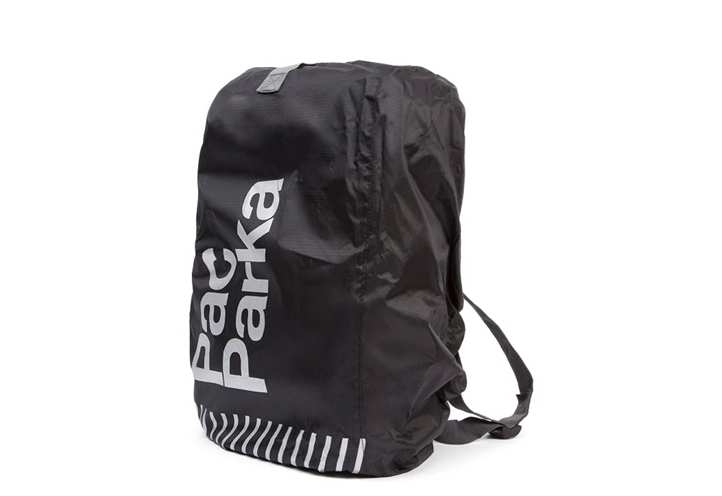 BikeParka PacParka backpack rain cover in black, side view