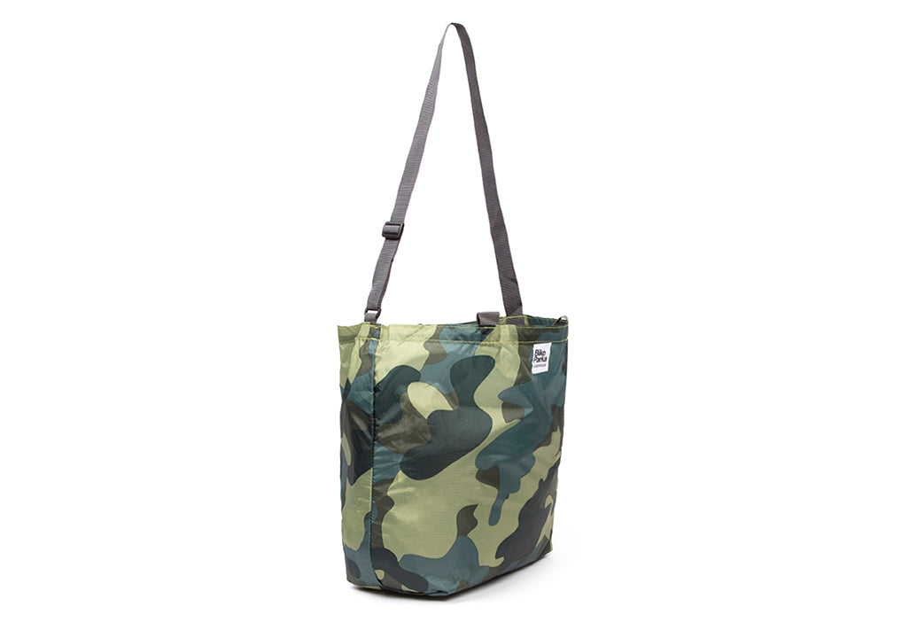 BikeParka Packable Ripstop Tote in camo, side view